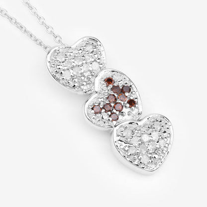 0.45ct red and white diamond three-heart pendant in .925 sterling silver chain by Bids.com on Tampa Home & Garden Store