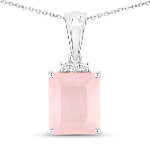 Rose quartz and white topaz pendant in .925 sterling silver chain by Bids.com on Tampa Home & Garden Store