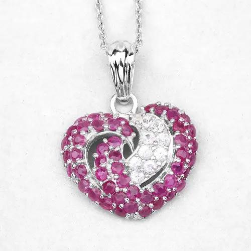 Heart-shaped ruby and white sapphire pendant in .925 sterling silver, 2.65ct, Bids.com on Tampa Home & Garden Store