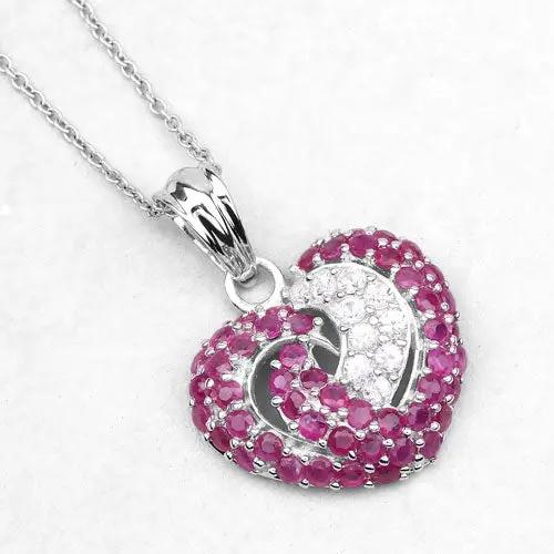Pendant: heart-shaped ruby and white sapphire set in .925 sterling silver, 2.65ct on Tampa Home & Garden Store