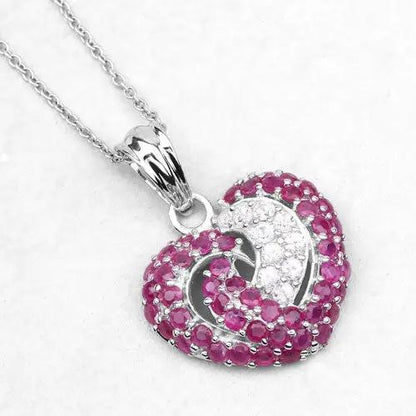 Pendant: heart-shaped ruby and white sapphire set in .925 sterling silver, 2.65ct on Tampa Home & Garden Store
