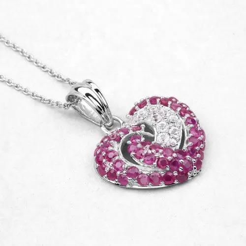 2.65ct ruby and white sapphire heart pendant in .925 sterling silver by Bids.com with chain on Tampa Home & Garden Store