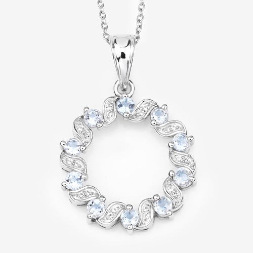 Pendant .925 sterling silver by Bids.com with 1.10ct aquamarine and white topaz circle on Tampa Home & Garden Store