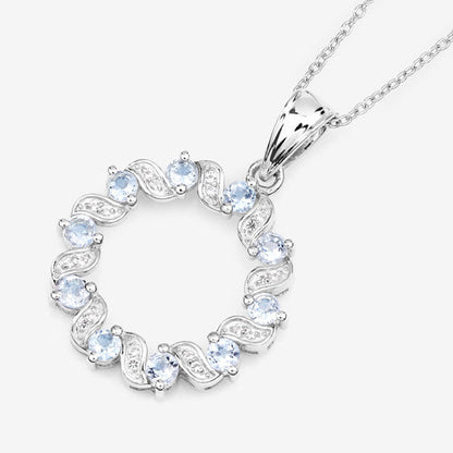 1.10ct Aquamarine and White Topaz circle pendant in .925 sterling silver, Bids.com on Tampa Home & Garden Store
