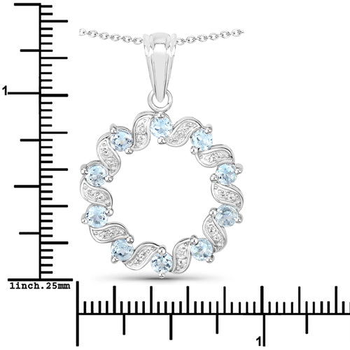 Pendant 1.10ct Aquamarine & White Topaz halo in .925 Sterling Silver chain by Bids.com on Tampa Home & Garden Store