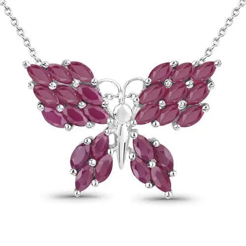 Ruby butterfly pendant in .925 sterling silver with marquise red stones and clear accents on Tampa Home & Garden Store
