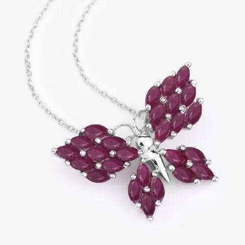 3.12ct ruby butterfly pendant in .925 silver with marquise-cut rubies and crystals on Tampa Home & Garden Store