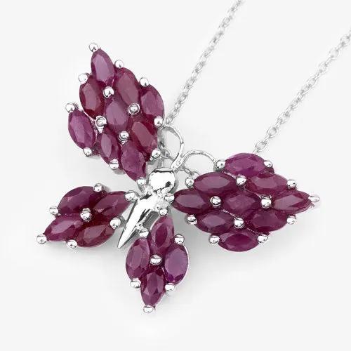 3.12ct ruby pendant in .925 sterling silver with a butterfly cluster of marquise rubies on Tampa Home & Garden Store