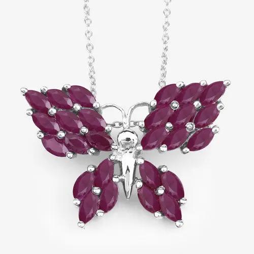 Genuine ruby butterfly pendant 3.12 ct in .925 sterling silver setting on chain by Bids.com on Tampa Home & Garden Store