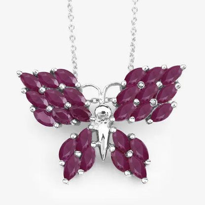 Genuine ruby butterfly pendant 3.12 ct in .925 sterling silver setting on chain by Bids.com on Tampa Home & Garden Store