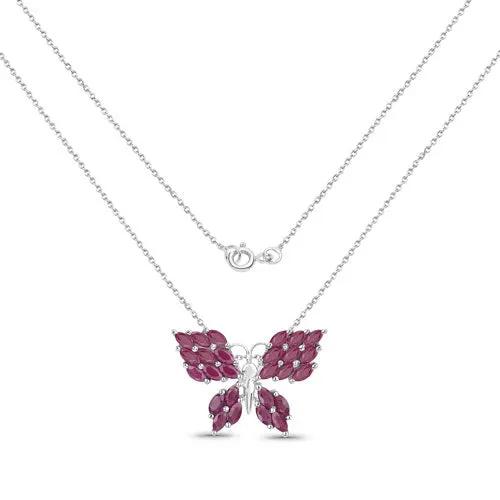 3.12 Carat genuine ruby butterfly pendant in .925 sterling silver with chain on Tampa Home & Garden Store