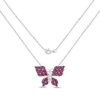 3.12 Carat genuine ruby butterfly pendant in .925 sterling silver with chain on Tampa Home & Garden Store