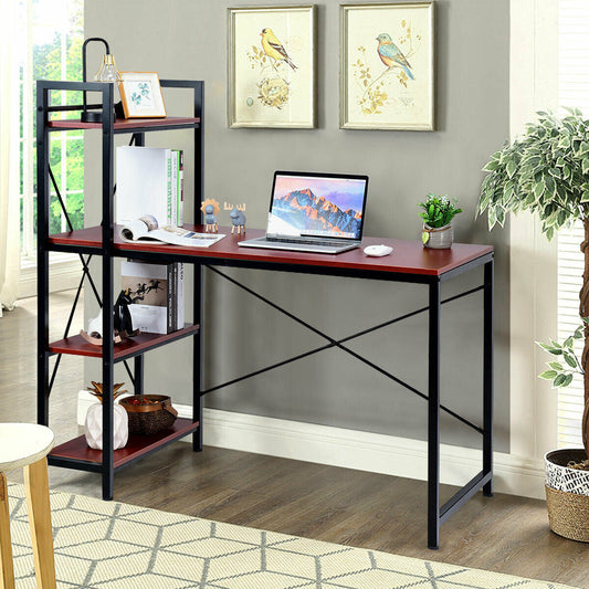 47.5 Inch Writing Study Computer Desk with 4-Tier Shelves - Tampa Home & Garden Store