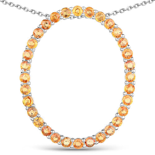 2.88ct orange sapphire pendant in .925 sterling silver, circular hoop with orange stones on chain on Tampa Home & Garden Store