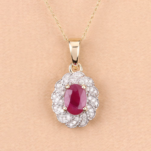 0.95ct ruby and white diamond pendant in 10K yellow gold with halo setting by Bids.com on Tampa Home & Garden Store