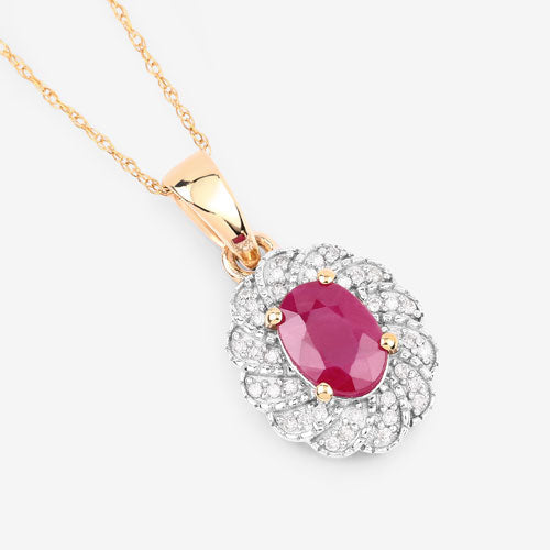 Pendant: 0.95ct ruby with white diamond halo in 10K yellow gold, by Bids.com on Tampa Home & Garden Store