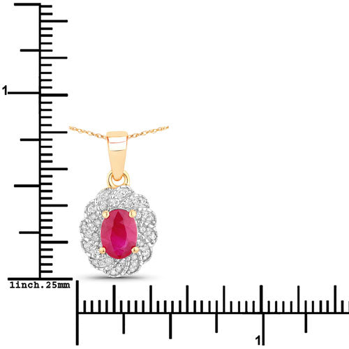 Bids.com 0.95ct ruby halo diamond pendant in 10K yellow gold on chain on Tampa Home & Garden Store
