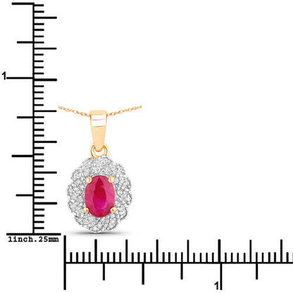 Bids.com 0.95ct ruby halo diamond pendant in 10K yellow gold on chain on Tampa Home & Garden Store