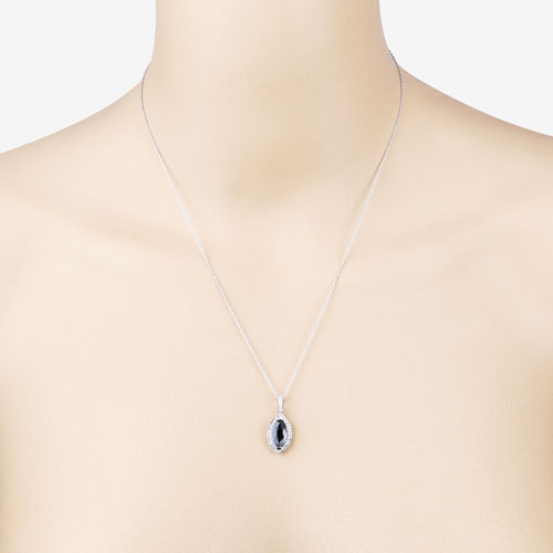2.27ct blue sapphire white diamond teardrop pendant on 10K white gold necklace by Bids.com on Tampa Home & Garden Store