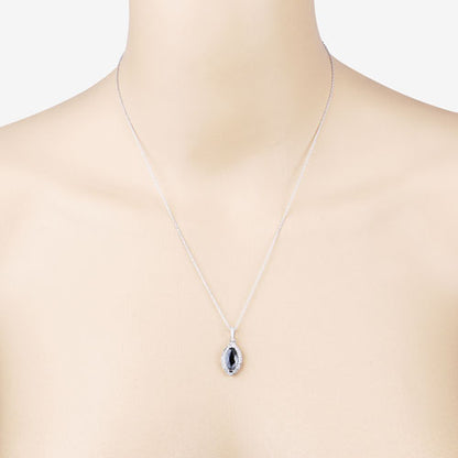2.27ct blue sapphire white diamond teardrop pendant on 10K white gold necklace by Bids.com on Tampa Home & Garden Store
