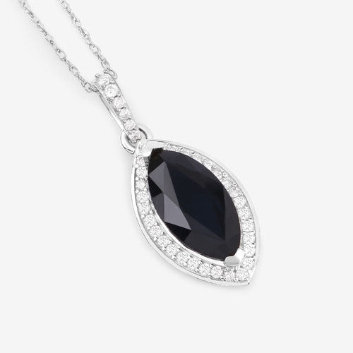 2.27ct marquise blue sapphire pendant with pave white diamonds in 10K white gold chain on Tampa Home & Garden Store
