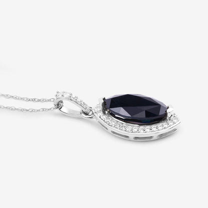 2.27ct blue sapphire pendant with diamond halo in 10K white gold by Bids.com on Tampa Home & Garden Store