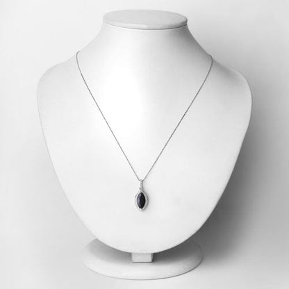 2.27ct blue sapphire pendant with white diamond halo in 10K white gold on Tampa Home & Garden Store