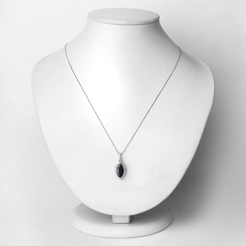 2.27ct blue sapphire pendant with white diamond halo in 10K white gold on Tampa Home & Garden Store