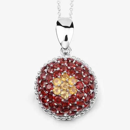 Pendant with 4.57ct citrine and garnet in .925 sterling silver, red halo with yellow center on Tampa Home & Garden Store