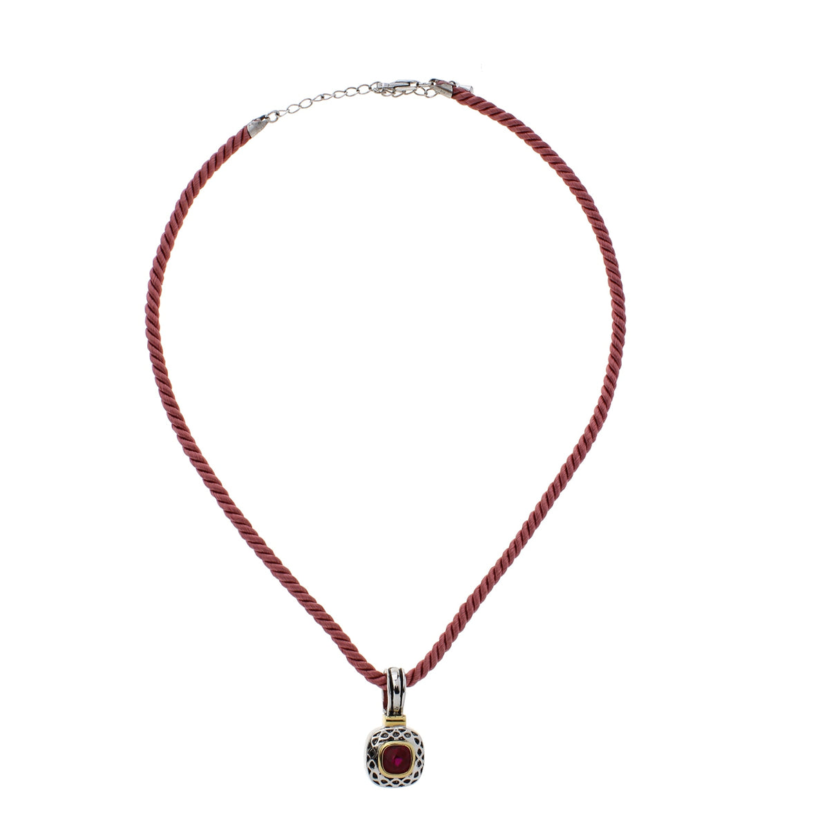 Vintage Pendant necklace by Lauren G Adams on burgundy cord with red gemstone on Tampa Home & Garden Store