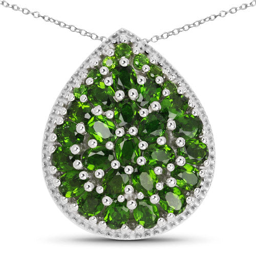 Teardrop pendant, 4.65ct genuine chrome diopside in .925 sterling silver with pavé accents on Tampa Home & Garden Store