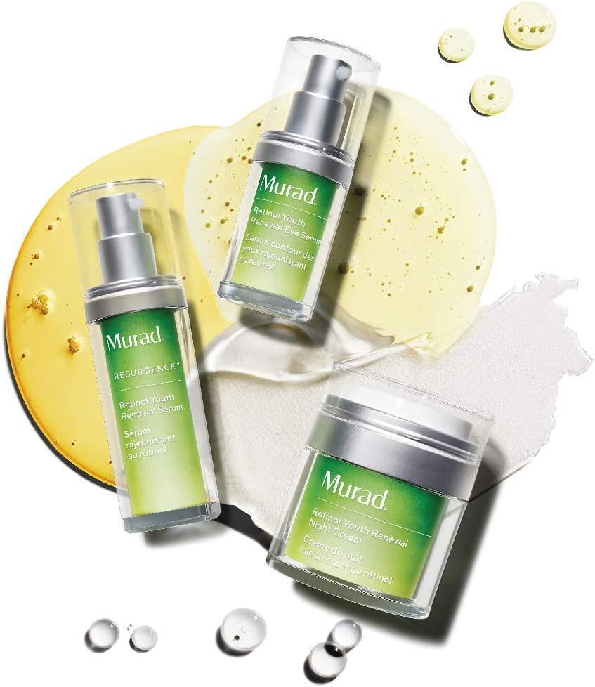 Murad face serum trio with green labeled pumps and a matching jar on abstract backdrop on Tampa Home & Garden Store
