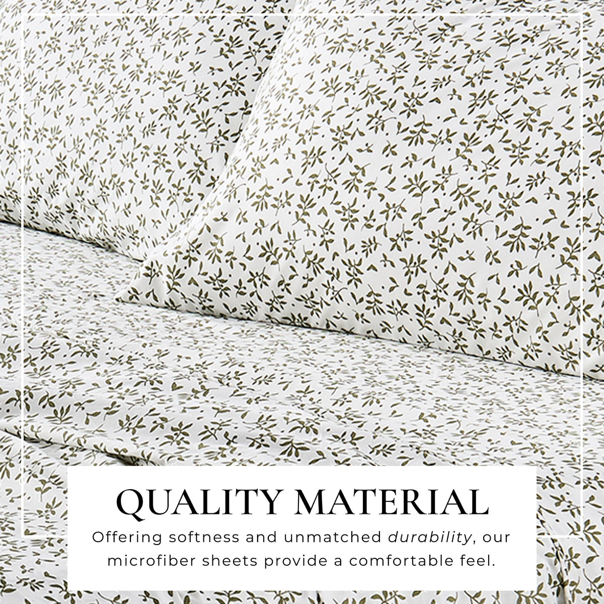 Printed Sheet Set Baylor Collection sheets with olive leaf print by Great Bay Home on Tampa Home & Garden Store