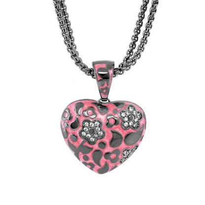 Flowers by Orly Necklace pendant pink enamel heart with crystal flowers Lauren G Adams on Tampa Home & Garden Store