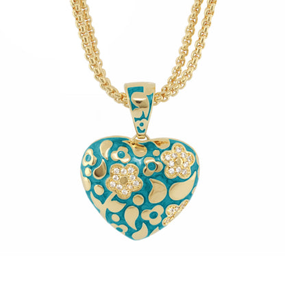Flowers by Orly pendant necklace: heart with gold filigree and crystal accents on gold chain on Tampa Home & Garden Store