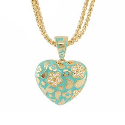 Flowers by Orly Necklace turquoise heart with gold filigree and crystal accents on chain on Tampa Home & Garden Store