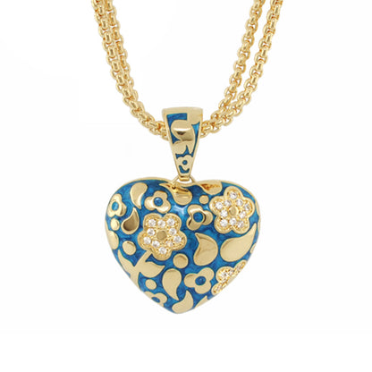 Flowers by Orly heart pendant necklace blue enamel gold floral accents by Lauren G Adams on Tampa Home & Garden Store