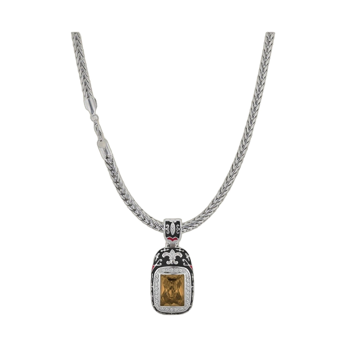 Renaissance Style necklace by Lauren G Adams with silver chain and amber pendant on Tampa Home & Garden Store