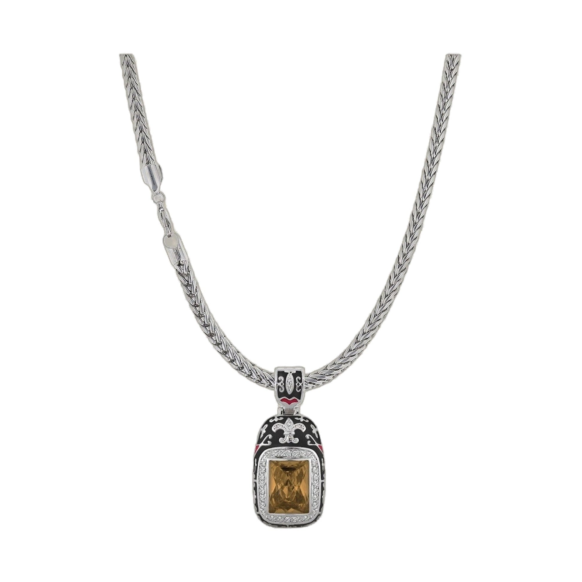 Renaissance Style necklace by Lauren G Adams with silver chain and amber pendant on Tampa Home & Garden Store