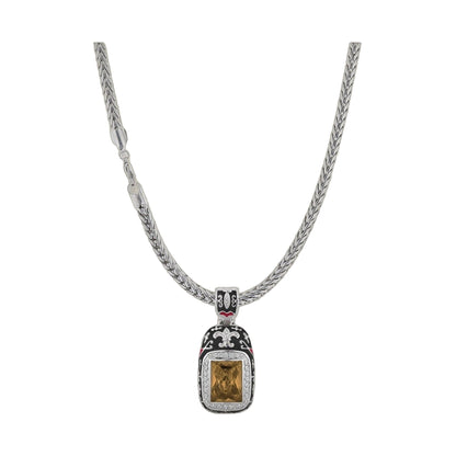 Renaissance Style necklace by Lauren G Adams with silver chain and amber pendant on Tampa Home & Garden Store