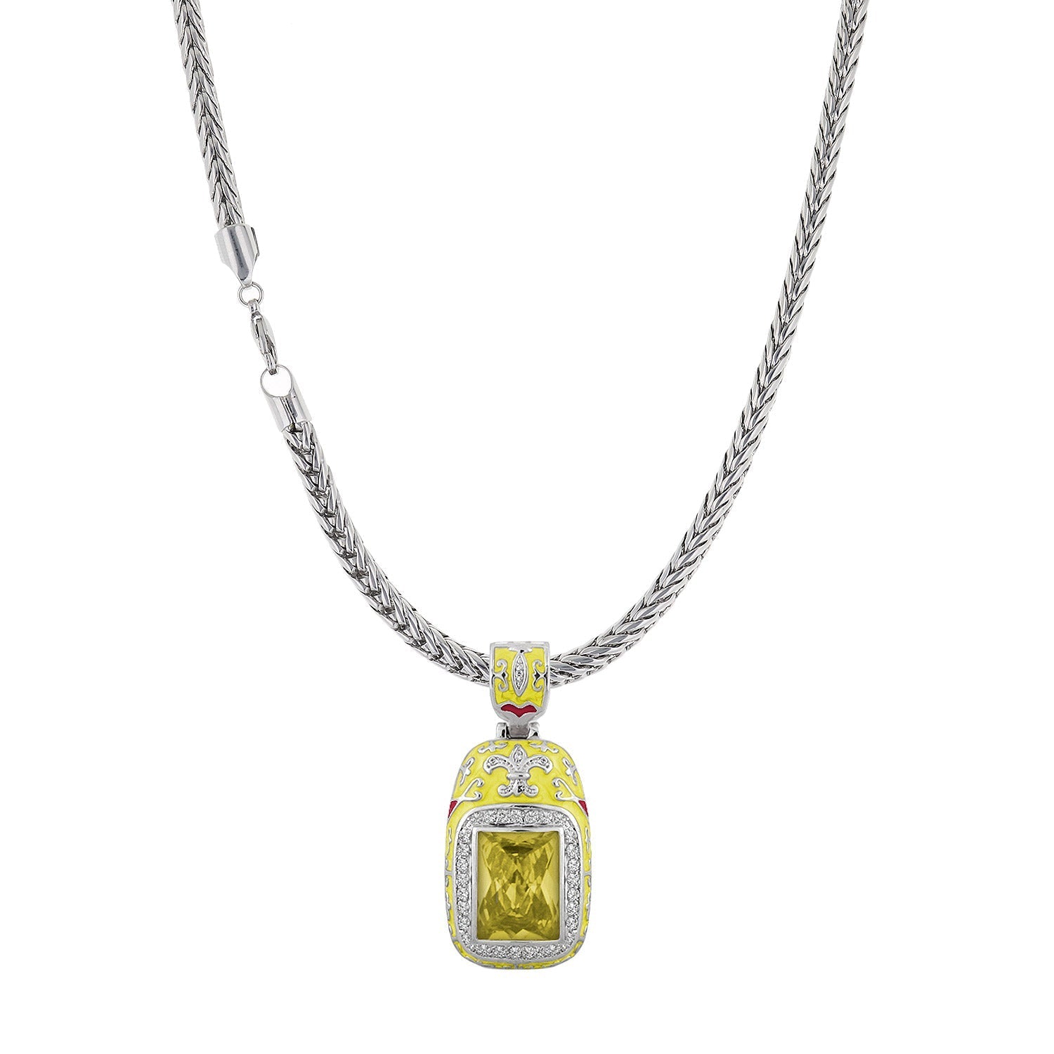 Renaissance Style necklace pendant with yellow gem in gold and silver setting Lauren G Adams on Tampa Home & Garden Store