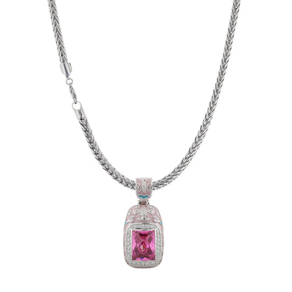 Renaissance Style Necklace by Lauren G Adams with pink gemstone pendant on silver chain on Tampa Home & Garden Store