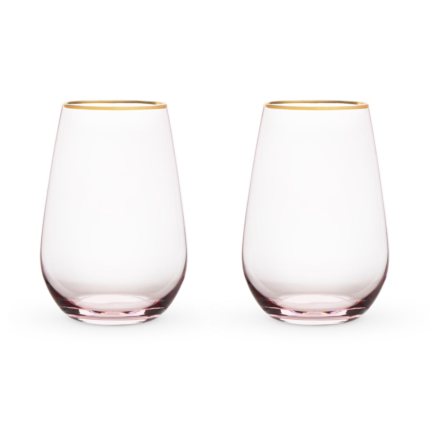Rose Crystal Stemless Wine Glasses and Gold Rim