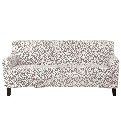 Velvet Stretch Slipcover Gale Collection for sofa in grey damask pattern by Great Bay Home on Tampa Home & Garden Store