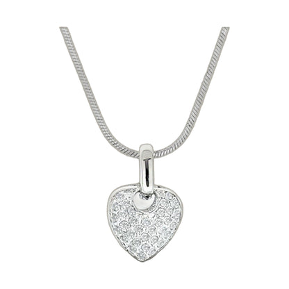 Pave Heart Pendant Necklace Lauren G Adams, silver-tone pave heart pendant on a snake chain on Tampa Home & Garden Store