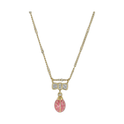 Lady Poof Necklace by Lauren G Adams, gold-tone short necklace with pink drop pendant on Tampa Home & Garden Store