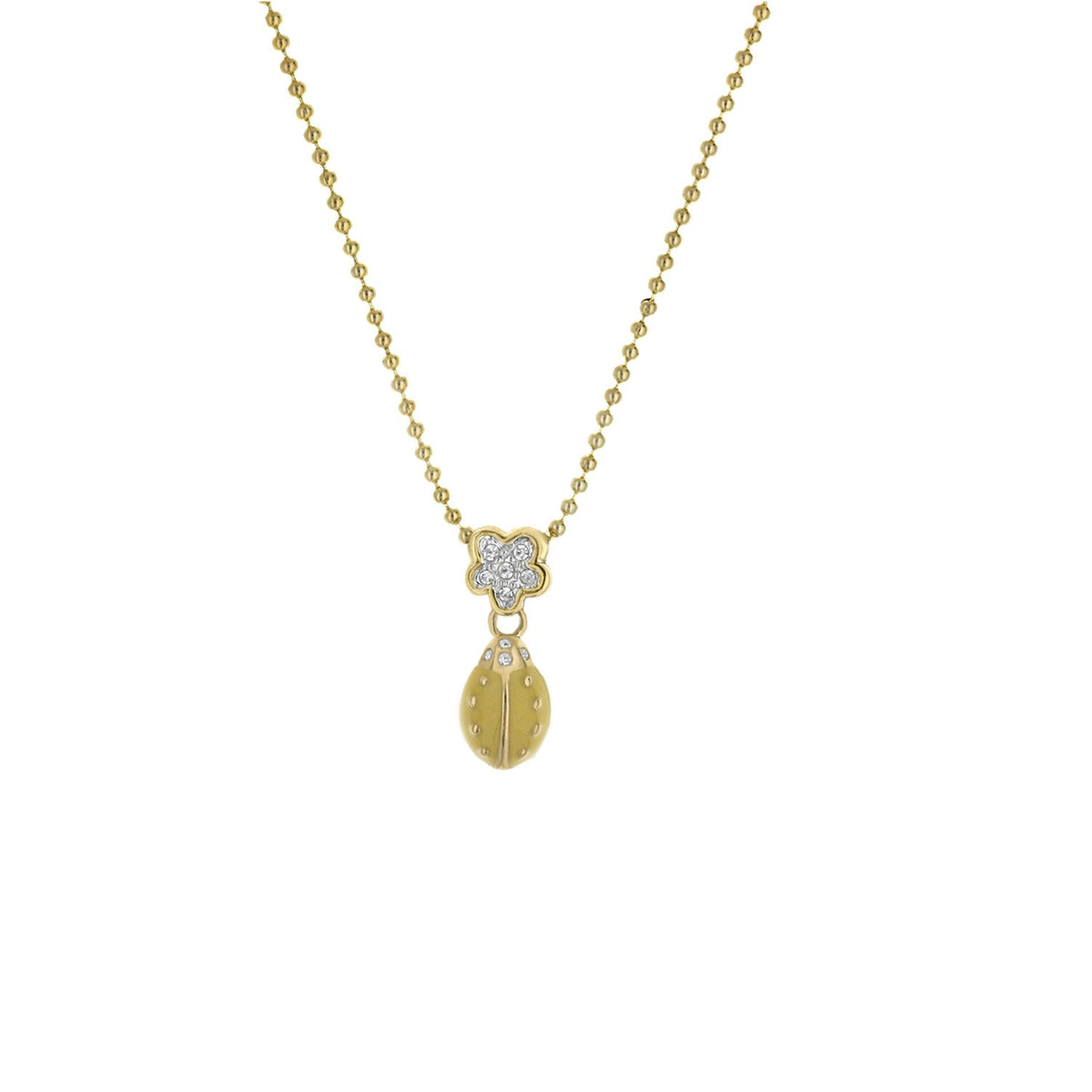 Lady Poof necklace Lauren G Adams, gold chain with diamond flower pendant on Tampa Home & Garden Store