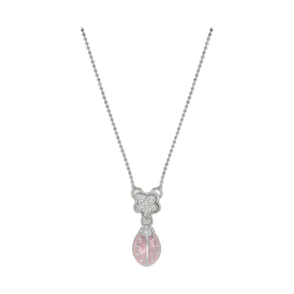 Lady Poof Necklace by Lauren G Adams with beaded chain and filigree pendant pink drop on Tampa Home & Garden Store