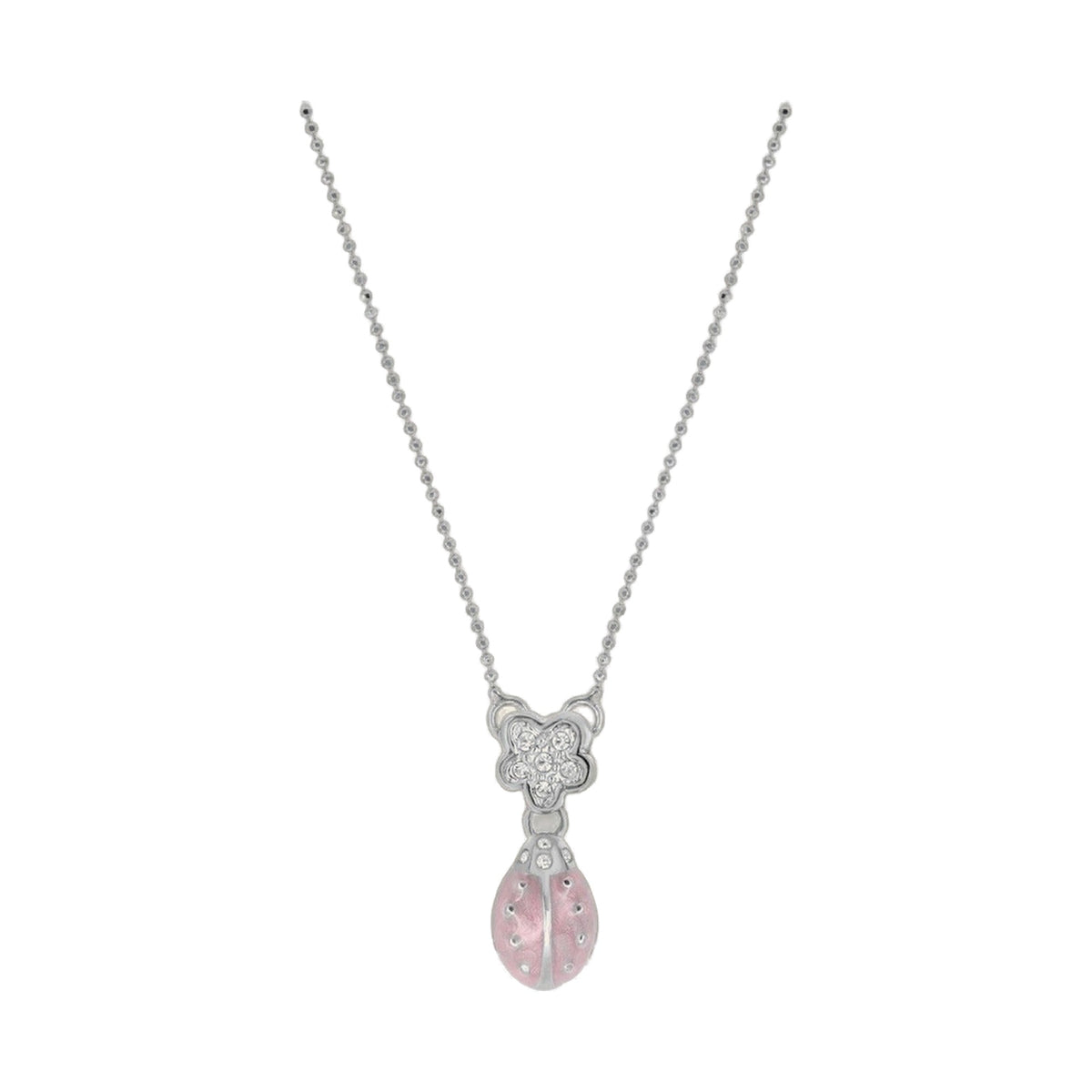 Lady Poof Necklace by Lauren G Adams, silver-tone chain with pink enamel drop pendant on Tampa Home & Garden Store