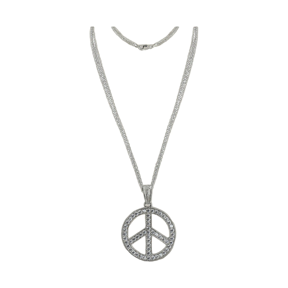 Pave Peace Necklace pendant on diamond-studded silver chain by Lauren G Adams on Tampa Home & Garden Store